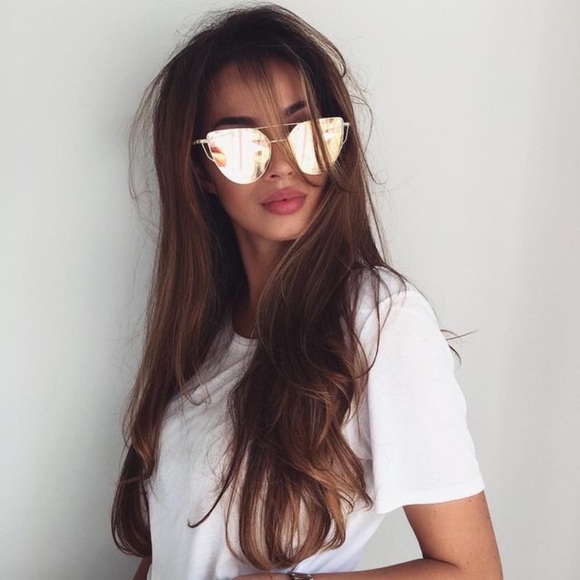 Rose Gold Mirrored Cat Eye Statement Aviator Sunglasses - Picture 2 of 7